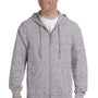 Gildan Mens Pill Resistant Full Zip Hooded Sweatshirt Hoodie - Sport Grey