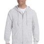 Gildan Mens Pill Resistant Full Zip Hooded Sweatshirt Hoodie - Ash Grey