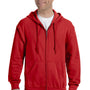 Gildan Mens Pill Resistant Full Zip Hooded Sweatshirt Hoodie - Red