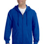 Gildan Mens Pill Resistant Full Zip Hooded Sweatshirt Hoodie - Royal Blue