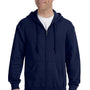 Gildan Mens Pill Resistant Full Zip Hooded Sweatshirt Hoodie - Navy Blue