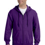 Gildan Mens Pill Resistant Full Zip Hooded Sweatshirt Hoodie - Purple