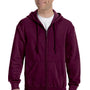 Gildan Mens Pill Resistant Full Zip Hooded Sweatshirt Hoodie - Maroon