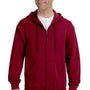 Gildan Mens Pill Resistant Full Zip Hooded Sweatshirt Hoodie - Cardinal Red