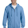 Gildan Mens Pill Resistant Full Zip Hooded Sweatshirt Hoodie - Carolina Blue