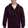 Gildan Mens Pill Resistant Full Zip Hooded Sweatshirt Hoodie - Dark Chocolate Brown