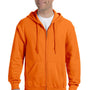 Gildan Mens Pill Resistant Full Zip Hooded Sweatshirt Hoodie - Safety Orange