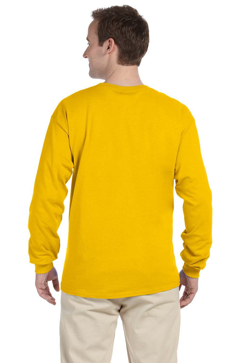 Gildan G240 Mens Ultra Long Sleeve Crewneck T-Shirt Gold Back