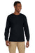 Gildan G241 Mens Ultra Long Sleeve Crewneck T-Shirt w/ Pocket Black Front