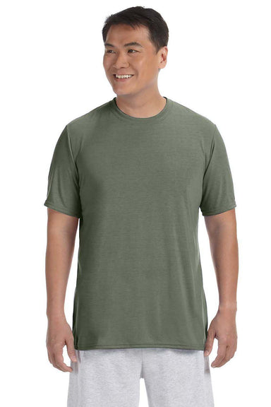 Gildan G420 Mens Performance Jersey Moisture Wicking Short Sleeve Crewneck T-Shirt Military Green Front