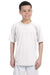 Gildan G420B Youth Performance Jersey Moisture Wicking Short Sleeve Crewneck T-Shirt White Front
