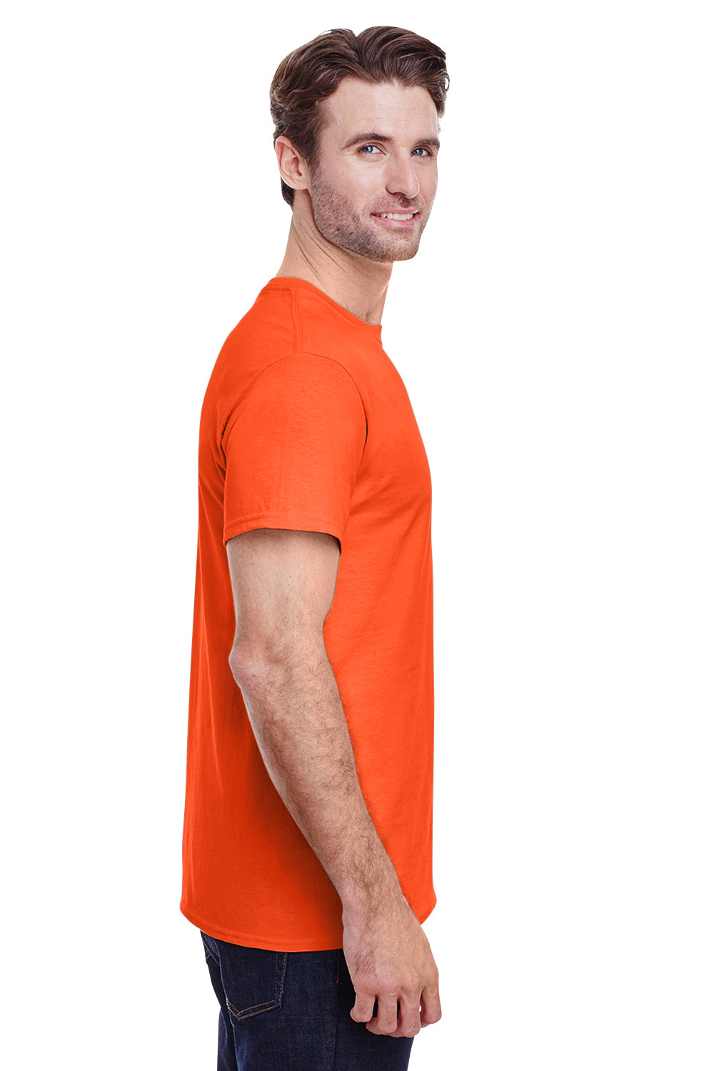 Gildan G500 Mens Short Sleeve Crewneck T-Shirt Orange Side