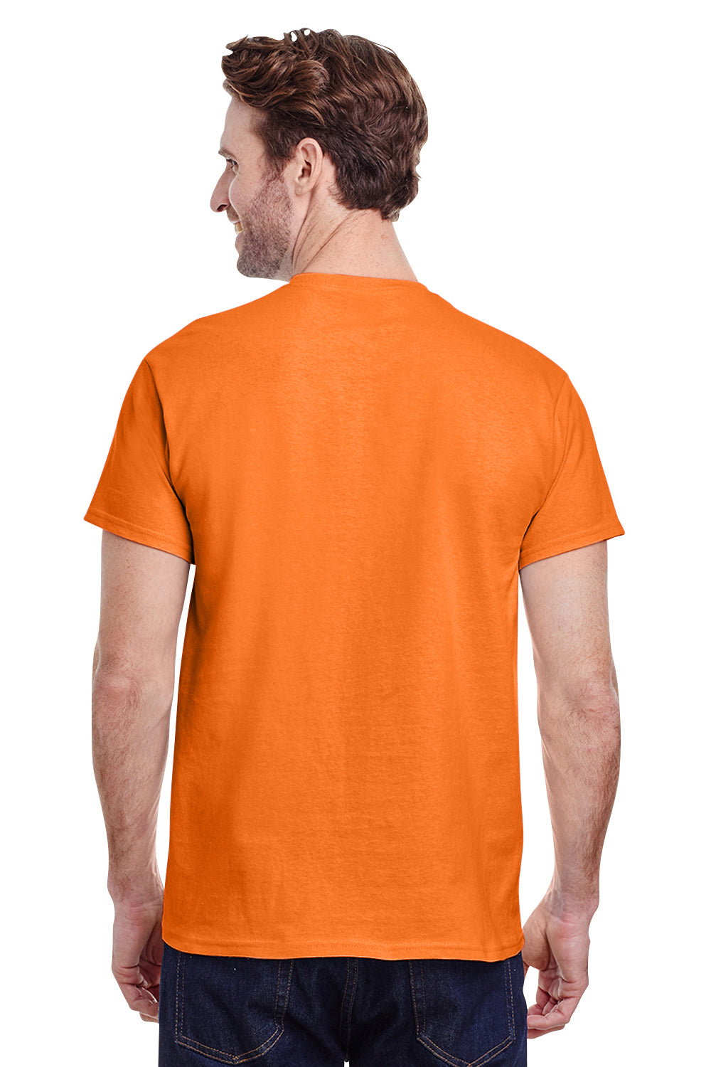 Gildan G500 Mens Short Sleeve Crewneck T-Shirt Safety Orange Back