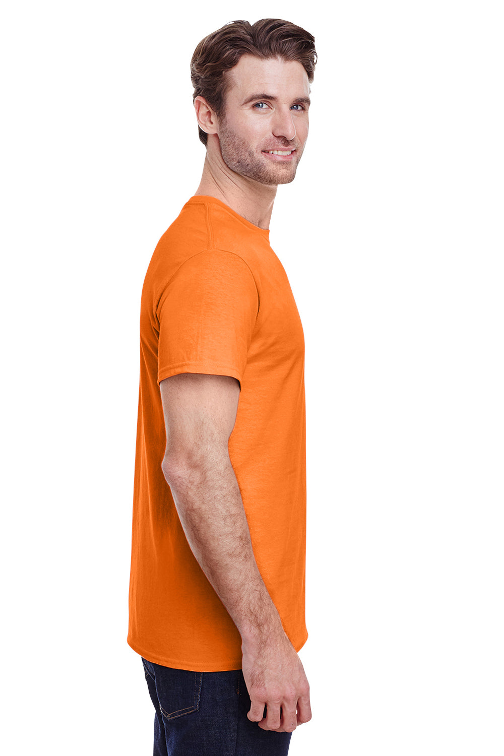 Gildan G500 Mens Short Sleeve Crewneck T-Shirt Safety Orange Side