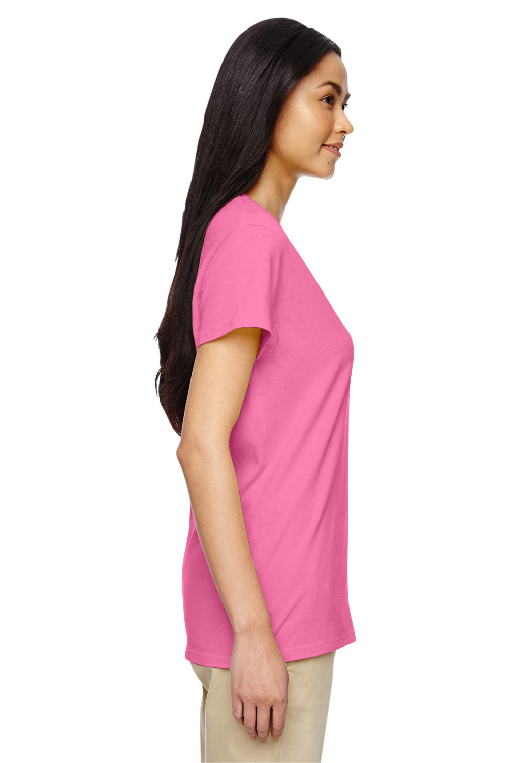 Gildan G500VL Womens Short Sleeve V-Neck T-Shirt Azalea Pink Side