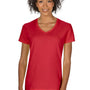 Gildan Womens Short Sleeve V-Neck T-Shirt - Red