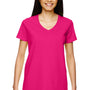 Gildan Womens Short Sleeve V-Neck T-Shirt - Heliconia Pink
