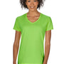 Gildan Womens Short Sleeve V-Neck T-Shirt - Lime Green - Closeout