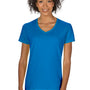 Gildan Womens Short Sleeve V-Neck T-Shirt - Sapphire Blue