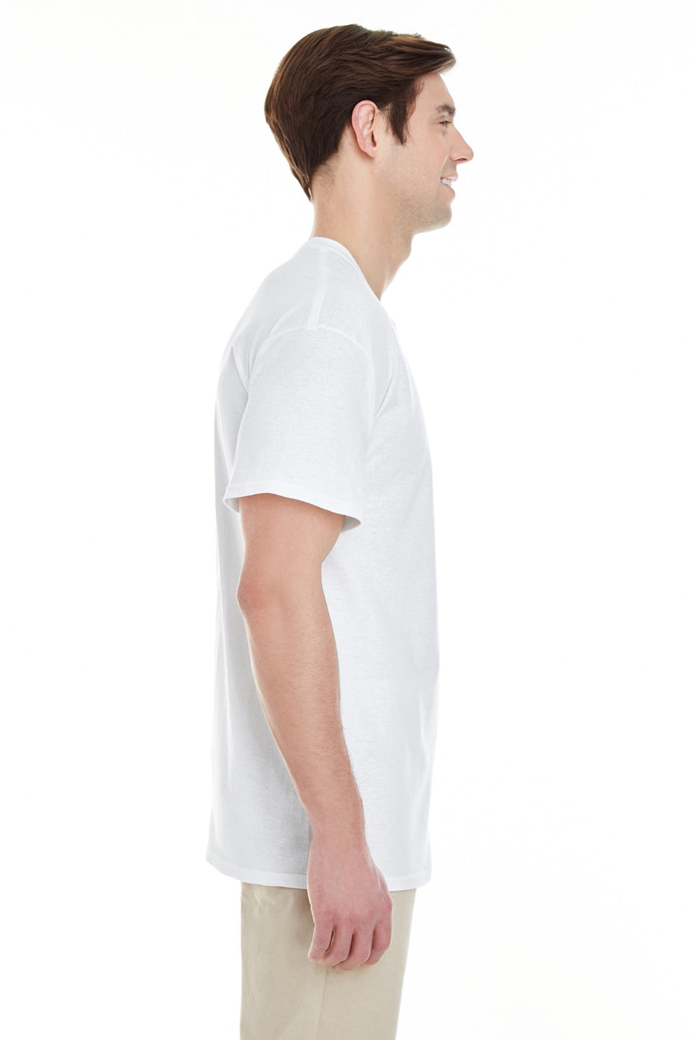 Gildan G530 Mens Short Sleeve Crewneck T-Shirt w/ Pocket White Side