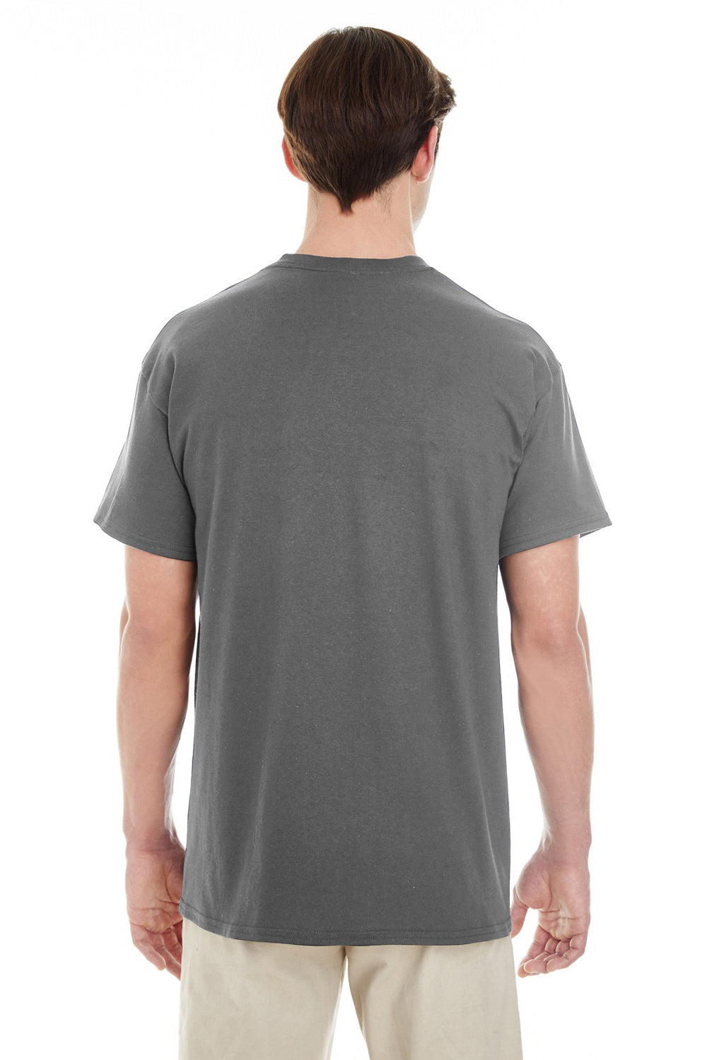 Gildan G530 Mens Short Sleeve Crewneck T-Shirt w/ Pocket Charcoal Grey Back