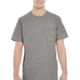 Gildan Mens Short Sleeve Crewneck T-Shirt w/ Pocket - Heather Graphite Grey