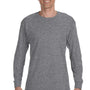 Gildan Mens Long Sleeve Crewneck T-Shirt - Heather Graphite Grey