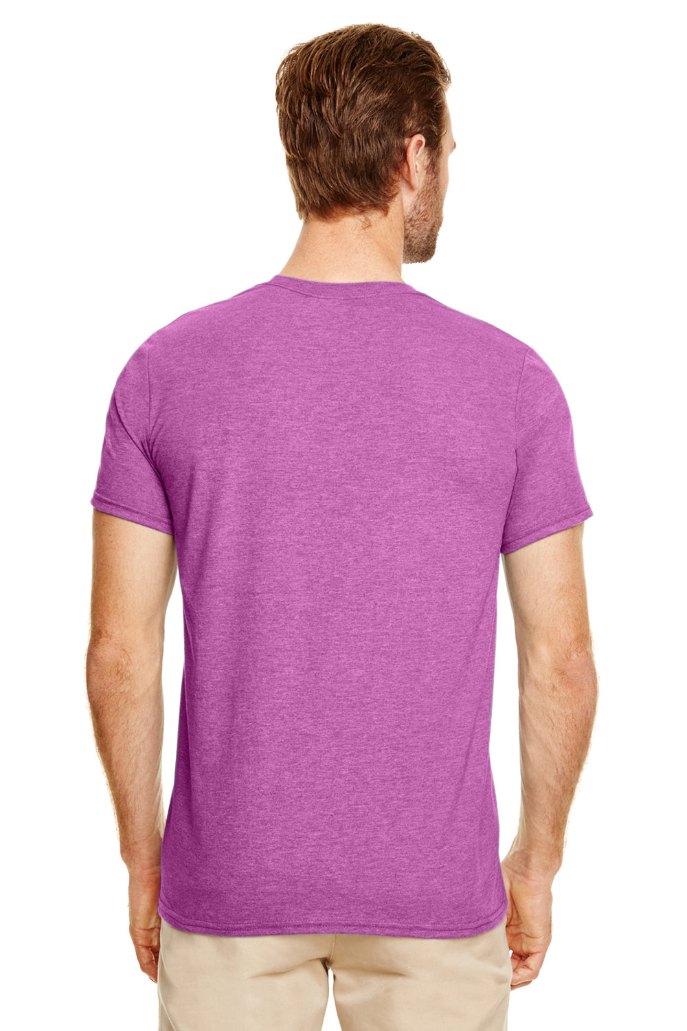 Gildan G640 Mens Softstyle Short Sleeve Crewneck T-Shirt Heather Orchid Purple Back