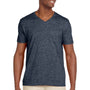 Gildan Mens Softstyle Short Sleeve V-Neck T-Shirt - Heather Navy Blue - Closeout