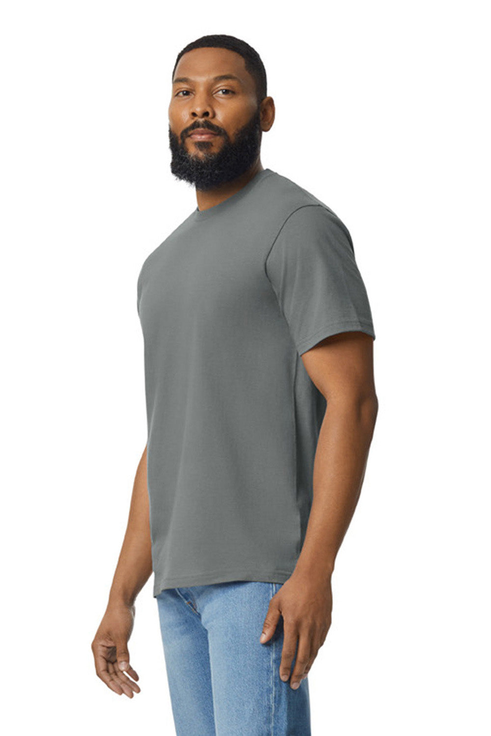 Gildan G650 Mens Softstyle Short Sleeve Crewneck T-Shirt Charcoal Grey Side