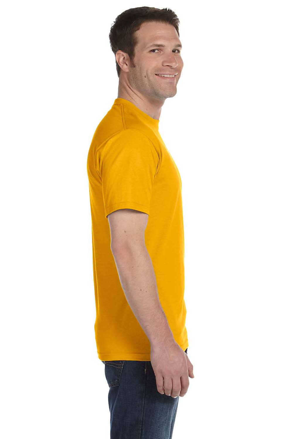 Gildan G800 Mens DryBlend Moisture Wicking Short Sleeve Crewneck T-Shirt Gold Side