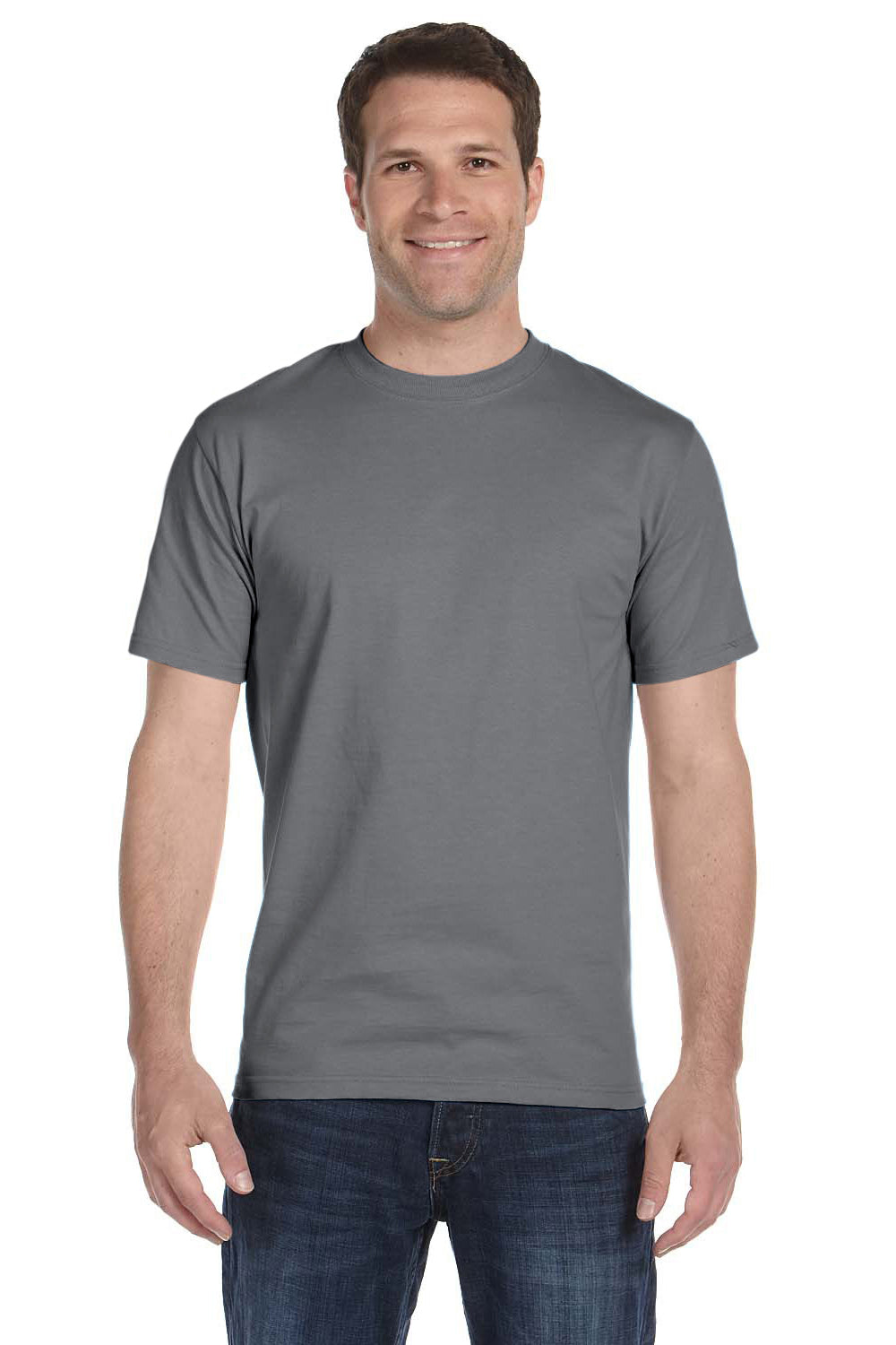 Gildan G800 Mens DryBlend Moisture Wicking Short Sleeve Crewneck T-Shirt Gravel Grey Front