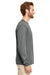 Gildan G840 Mens DryBlend Moisture Wicking Long Sleeve Crewneck T-Shirt Heather Graphite Grey Side