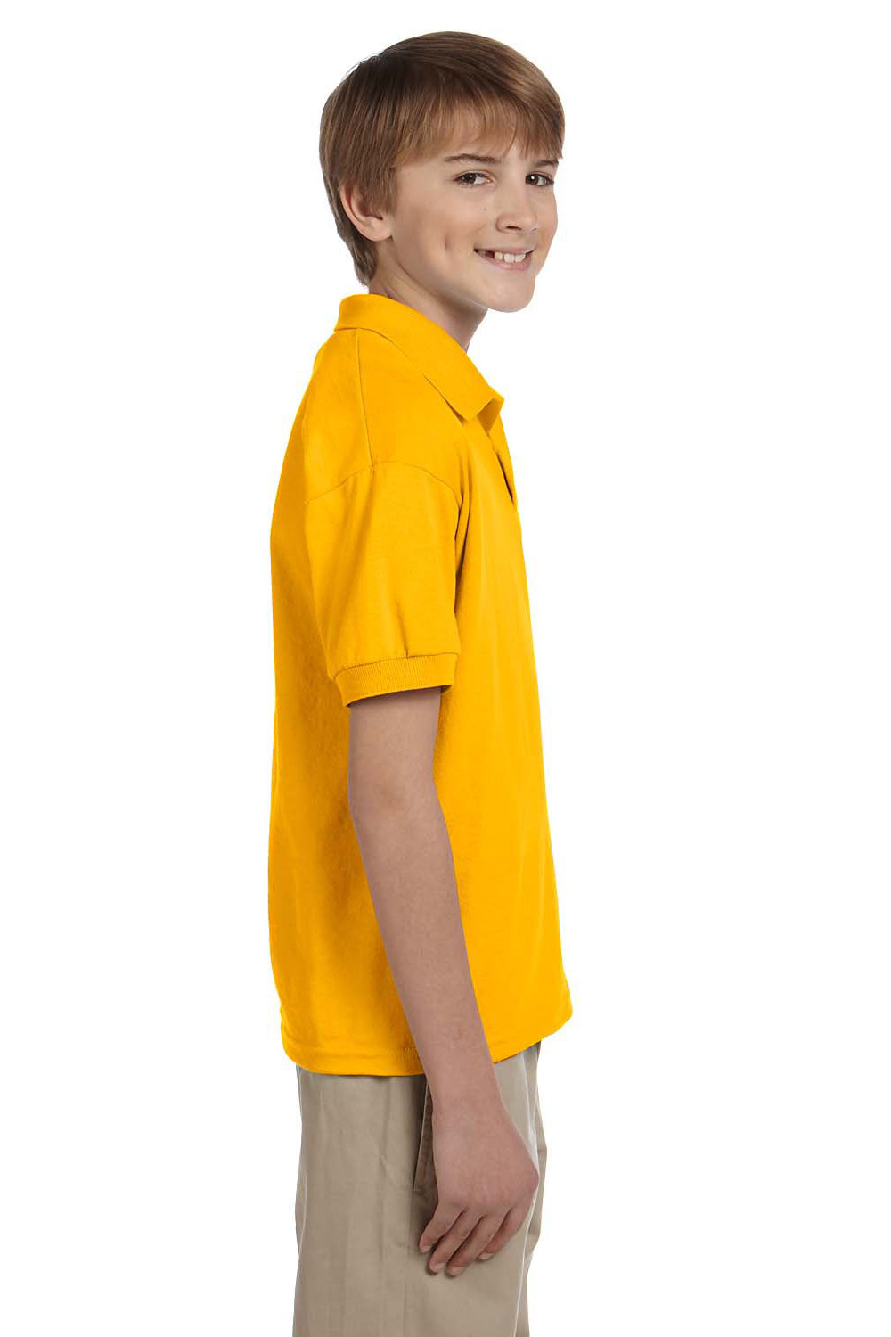 Gildan G880B Youth DryBlend Moisture Wicking Short Sleeve Polo Shirt Gold Side