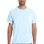 ComfortWash By Hanes Mens Short Sleeve Crewneck T-Shirt w/ Pocket - Soothing Blue