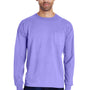 ComfortWash by Hanes Mens Long Sleeve Crewneck T-Shirt w/ Pocket - Lavender Purple