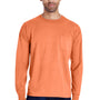 ComfortWash by Hanes Mens Long Sleeve Crewneck T-Shirt w/ Pocket - Horizon Orange - Closeout