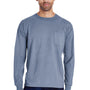 ComfortWash by Hanes Mens Long Sleeve Crewneck T-Shirt w/ Pocket - Saltwater Blue