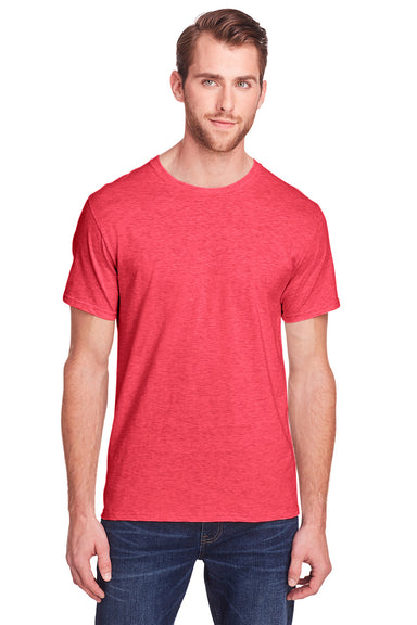 Fruit Of The Loom IC47MR Mens Iconic Short Sleeve Crewneck T-Shirt Heather Fiery Red Front
