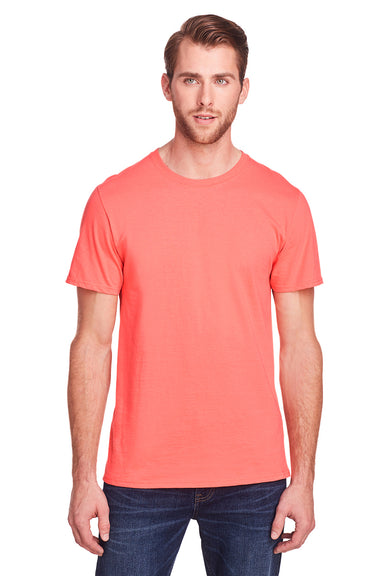 Fruit Of The Loom IC47MR Mens Iconic Short Sleeve Crewneck T-Shirt Coral Red Front