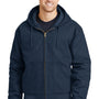 CornerStone Mens Duck Cloth Full Zip Hooded Jacket - Navy Blue