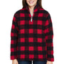 J America Womens Epic Sherpa Fleece 1/4 Zip Sweatshirt - Red/Black - Closeout