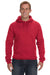 J America JA8824 Mens Premium Fleece Hooded Sweatshirt Hoodie Red Front