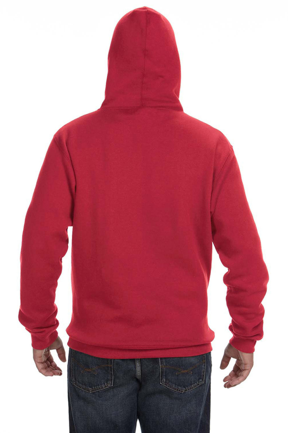 J America JA8824 Mens Premium Fleece Hooded Sweatshirt Hoodie Red Back