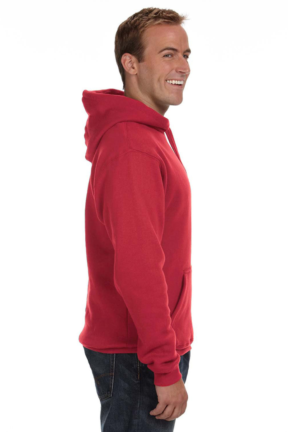 J America JA8824 Mens Premium Fleece Hooded Sweatshirt Hoodie Red Side