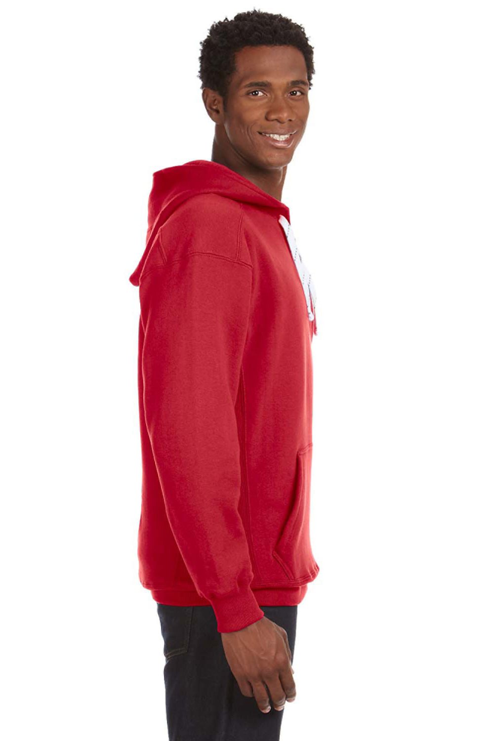 J America JA8830 Mens Sport Lace Hooded Sweatshirt Hoodie Red Side
