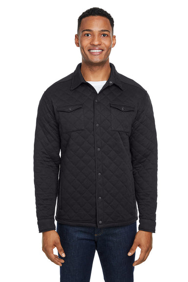 J America JA8889 Mens Quilted Jersey Button Down Shirt Jacket Black Front