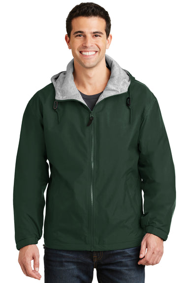 Port Authority JP56 Mens Team Wind & Water Resistant Full Zip Hooded Jacket Hunter Green Front