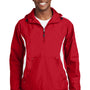 Sport-Tek Mens 1/4 Zip Hooded Jacket - True Red/White