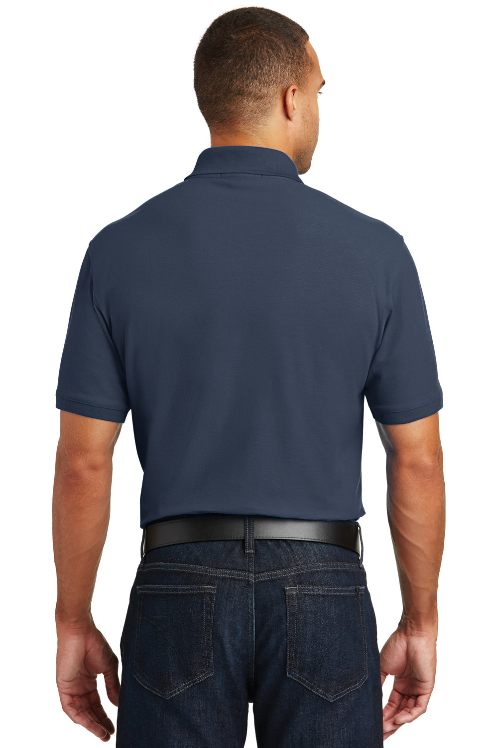 Port Authority K100P Mens Core Classic Short Sleeve Polo Shirt w/ Pocket Navy Blue Back